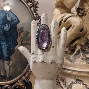 Sterling Silver Gem Lepidolite Statement Ring 7.5